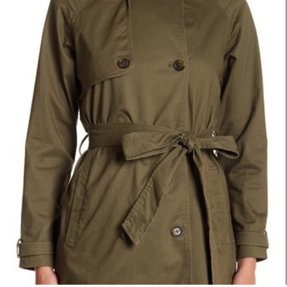 Lucky Brand Military Trench Coat Olive green drab double breasted jacket M - Picture 3 of 14